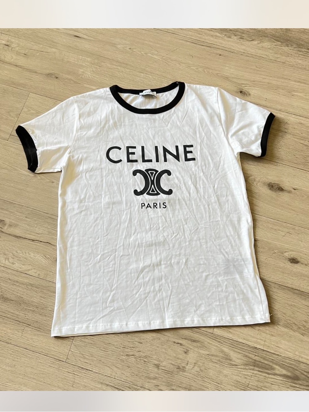 Celine White T-Shirt with Black Logo